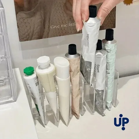 Organizador de Cosméticos Transparente de Plástico com 7 Compartimentos, Suporte Multifuncional para Maquiagem para Casa, Escritório, Banheiro e Mesa de Maquiagem