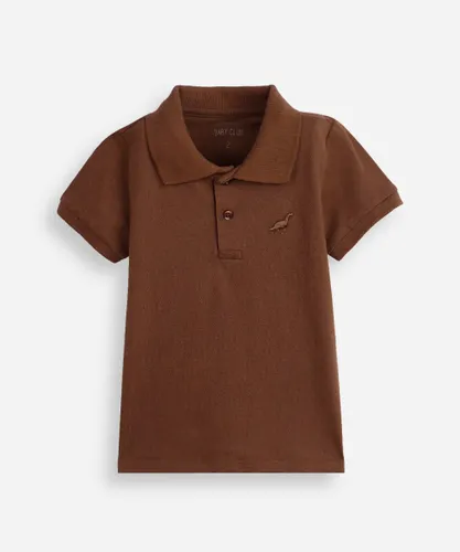polo infantil de algodão com bordado marrom
