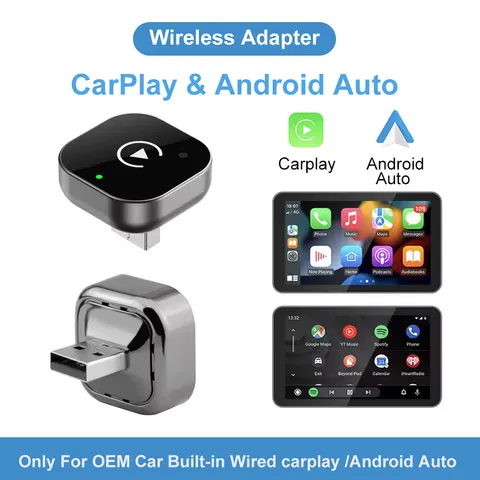 Adaptador Wireless CarPlay 2026 2-em-1 Dongle de Conexão com Fio para Wireless para Apple & Android Auto Plug and Play Acessório Universal para Carro