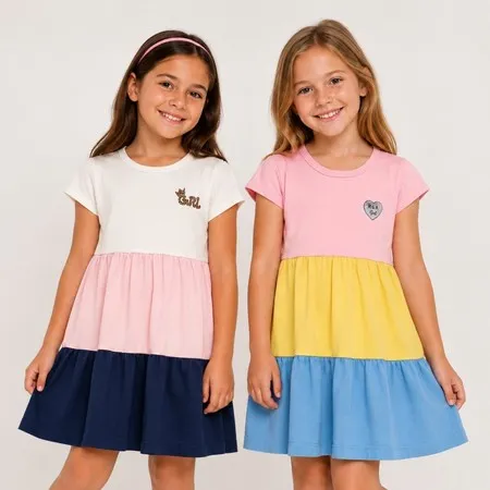 Vestido 3 Marias Roupas de Menina Infantil 100% Algodão Vestido de Criança Confortável Manga Curta