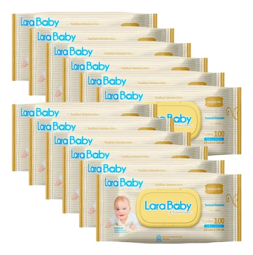 Kit C/12 Toalha Umed Lara Baby Premium C/100un