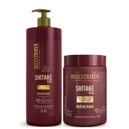 Kit Shampoo e Máscara Bio Extratus Shitake Plus 1 Litro E 1 Quilo