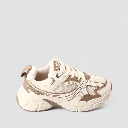 Tênis Casual Feminino Via Marte Mesh Recorte Nobuck Marfim