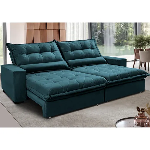 Sofa Retrátil e Reclinável com Molas Ensacadas Cama inBox Soft Tecido Suede