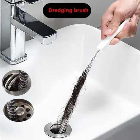 Escova de dragagem de tubulação, escova de limpeza de esgoto de cabelo do banheiro, limpador de drenagem, limpador flexível, ferramenta removedora de buraco de cozinha