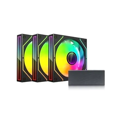 Kit com 3 Ventoinhas C3Tech F9 120mm, ARGB, Com Controladora, 4 Pinos, Preto - F9-L660BKRGB