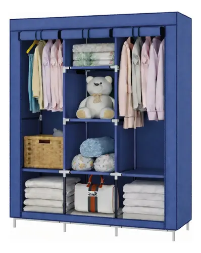Armário Guarda Roupa Organizador Dobrável Desmontável Cor Azul