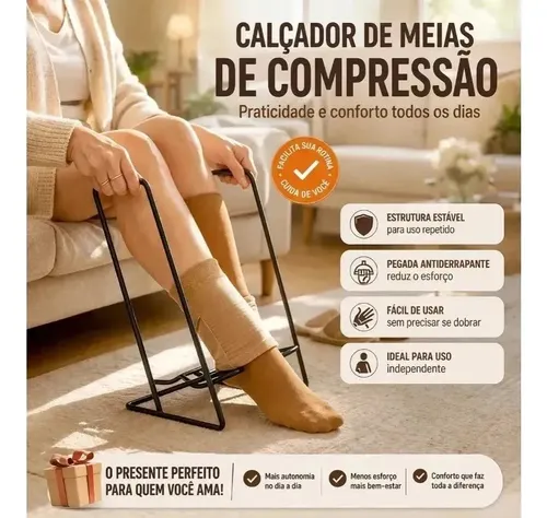 Calçador de Meias de Compressão Mordomo Aço Resistente Plug Lar