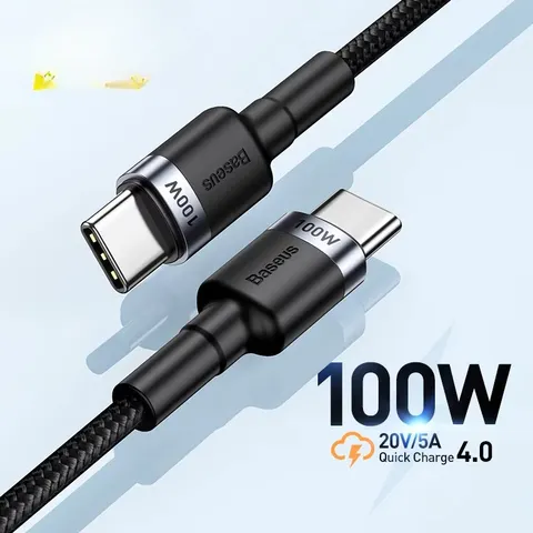 Cabo USB Tipo C para iPhone 18 17, 100W/5A, carregador de carregamento rápido PD, cabo para Macbook, Xiaomi, Samsung, cabo Tipo C.