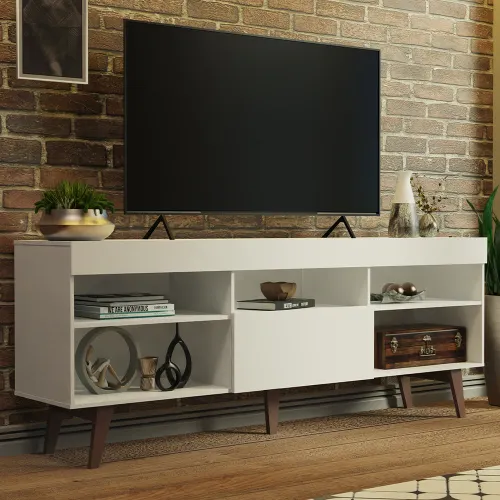 Rack para TV até 75 Polegadas Lille Madesa 180 cm 1 Porta Branco