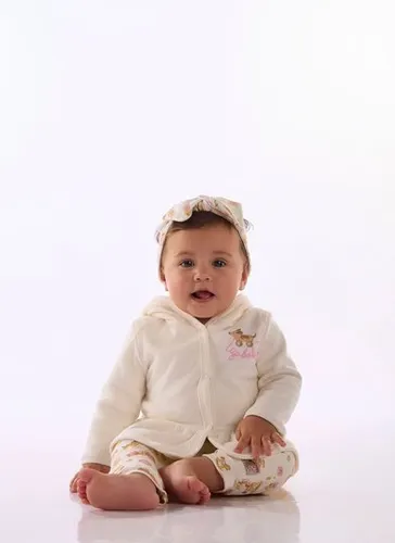 Conjunto para Bebê Menina com Cardigan e Calça Forrado Off White