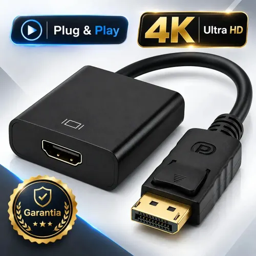 Cabo Adaptador Displayport Macho para Hdmi Femea Plug & Play com Pc Gamer Home Office Monitor Tv Projetor Compatível com Placas de Vídeo Nvidea Eletric Teck