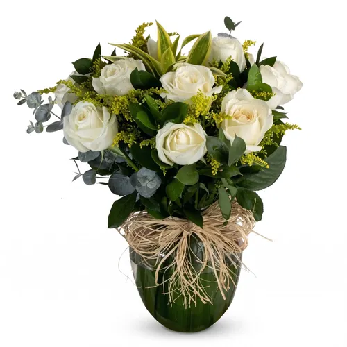 Vaso Dalila de Rosas Brancas