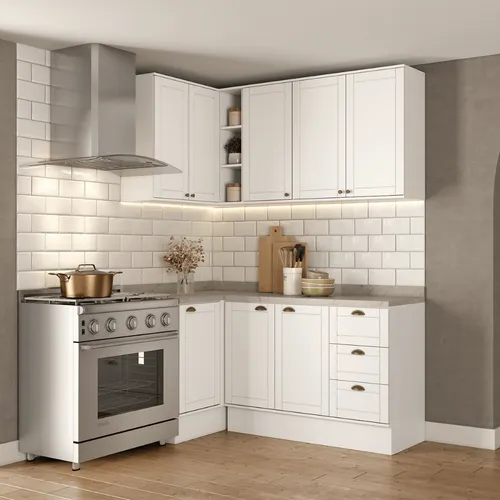 Armário de Cozinha Completa com Balcão Milla Bee Fit Carraro Branco