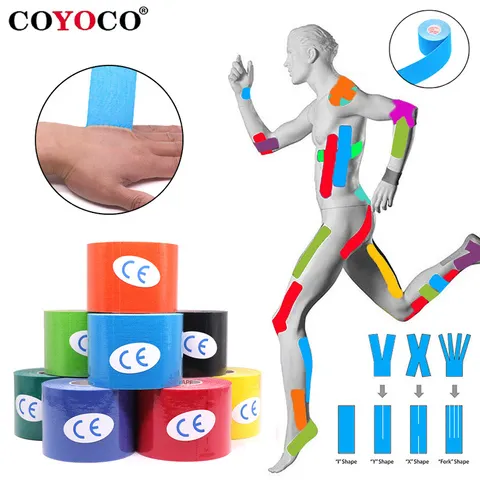 2.5cm/5cm fita de cinesiologia faixas atléticas 5m esporte recuperação cintas ginásio tênis à prova dwaterproof água alívio da dor muscular joelho bandagem