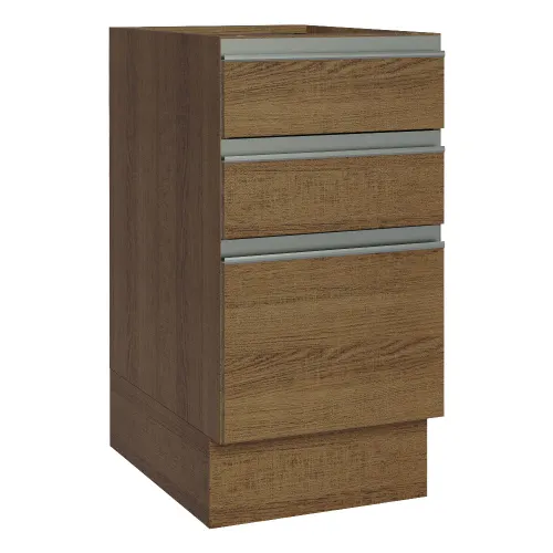 Balcão Cozinha 40 x 60 cm 3 Gavetas (Sem Tampo) Rustic Glamy Madesa