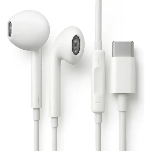 Fones de Ouvido Usb-c Tipo C com Microfone Integrado Som Estéreo Alta Qualidade Controle de Chamadas Compatível com iPhone 15 16 17 Android Samsung Xiaomi Motorola Conexão Direta Premium Eletric Teck