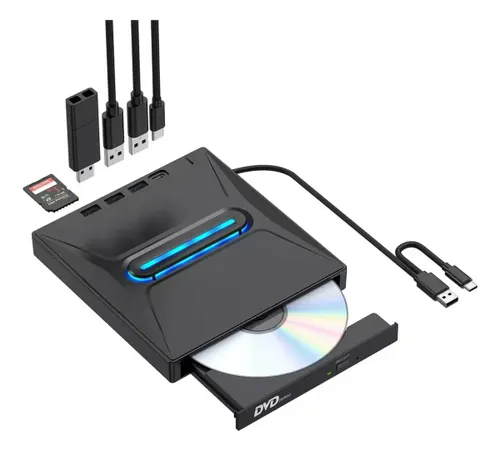 Gravador e Leitor de DVD Externo USB 3.0 Portátil, Plug-and-Play, para Notebook e Computador