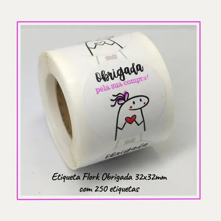 250 Etiquetas Adesivas Flork Bento Obrigada Pela Sua Compra