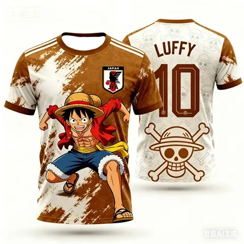Camisa de Futebol One Piece Luffy 2026 Japão, Camiseta Especial de Futebol para Crianças, Kit de Camisa Especial para Adultos, Moletom Masculino de Secagem Rápida
