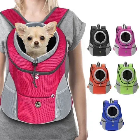 Nova Mochila Transportadora para Cães e Gatos, Bolsa de Viagem Frontal Respirável e Ajustável com Faixas Refletivas de Segurança para Caminhadas ao Ar Livre