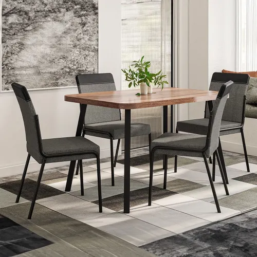 Conjunto Sala de Jantar 4 Cadeiras Seattle Carraro Nogal