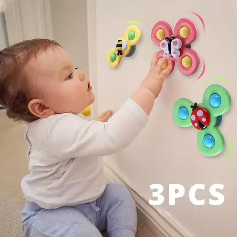 Crianças interativo bug flor ventosa topo brinquedo dos desenhos animados ventosa girando brinquedo do bebê educacional diversão jogar