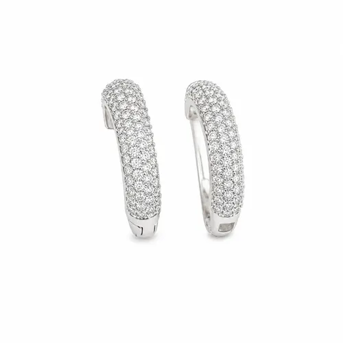 Brinco Argola Cravejada com Zircônias 11 mm em Prata