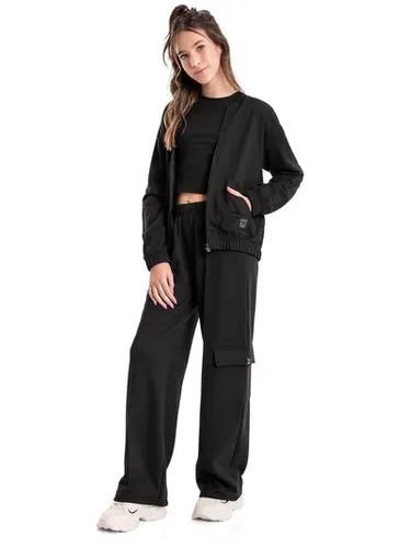Jaqueta Básica em Moletom Juvenil (Preto) Gloss