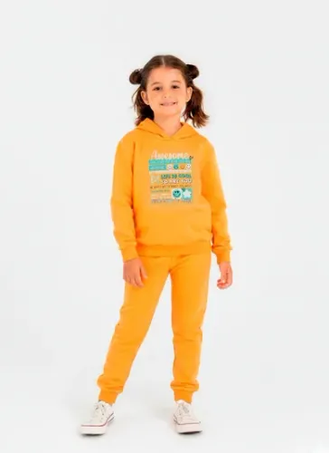 Conjunto Blusão e Calça Infantil Feminino (Laranja) Guloseima
