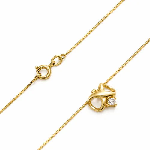 Colar Veneziana Infinito com 1 Diamante 45 cm em Ouro 18K