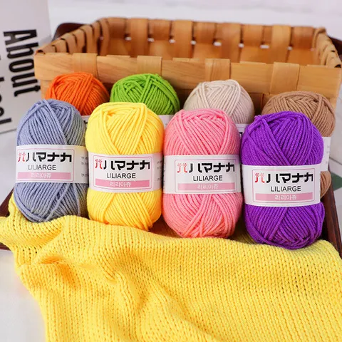 Fio de lã de algodão macio para camisola DIY, fibra láctea, tricô para bebês, grosso, veludo, crochê manual, suéter, doce