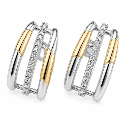 Brinco com Zircônias Banhado a Ouro 18K 1,8 cm em Prata 925