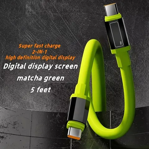 Cabo de carregamento super rápido, tipo C para tipo C, carregador universal de alta potência, cabo USB para iPhone 16, 15, 14, Xiaomi, Huawei e Samsung.