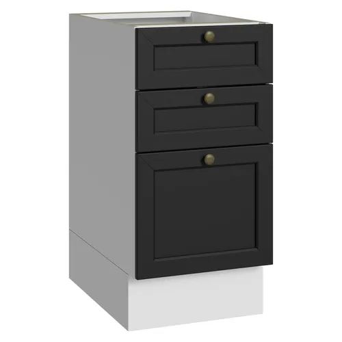 Balcão de Cozinha 40 cm 3 Gavetas (Sem Tampo) Branco/Preto Vik Madesa