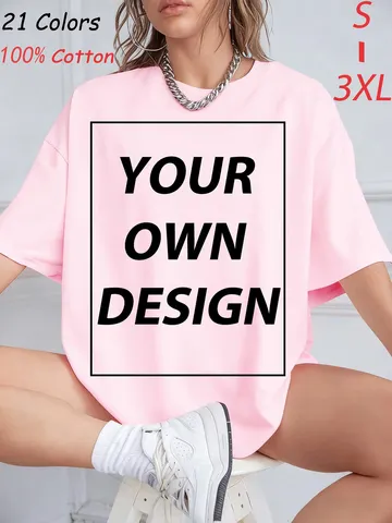 Camiseta Personalizada com Estampa Customizada de Verão Y2K, Camiseta Básica de Algodão Casual Solta de Manga Curta, Moda Respirável para Trabalho e Streetwear