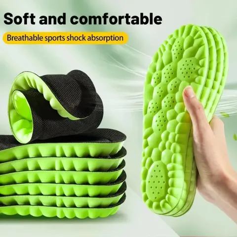Palmilhas Esportivas 4D Super Macias para Calçados, Absorção de Impacto, Suporte de Arco Ortopédico para Tênis