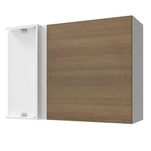 Armário Aéreo de Canto Madesa Stella 1 Porta Branco/Rustic