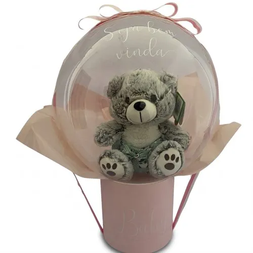 Balão com Pelúcia Maternidade Rosa