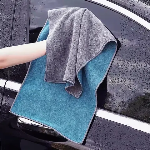 Toalha de Limpeza de Microfibra Grossa e Macia para Secagem, Panos de Lavagem de Carro, Toalhas de Limpeza de Dupla Camada, Acessórios para Carro