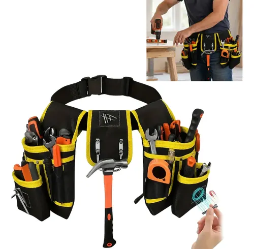 Cinto para Ferramentas Profissional Ajustável com 26 Bolsos Porta Ferramentas para Cinto Bolsa Cinto para Ferramentas Porta Brocas Cinto Carpinteiro Completo Resistente Lona Reforçada com Suporte
