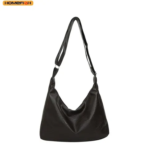 Bolsa Tote Casual Vintage de Couro HOMEFISH, Estilo Maillard, Bolsas Transversais Elegantes para Mulheres, Grande Capacidade e Textura