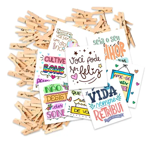 50 Tag Drink com Pregador Natural Frase Motivacional 5x4cm