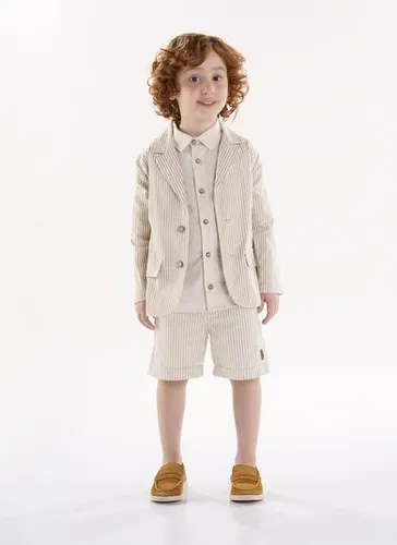Blazer Infantil em Tecido Listrado (Bege) Up Baby