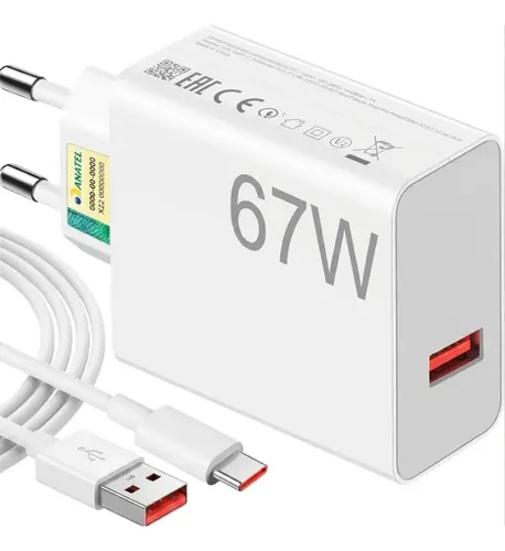 Carregador Turbo 67w Usb-c + Cabo Tipo C Branco