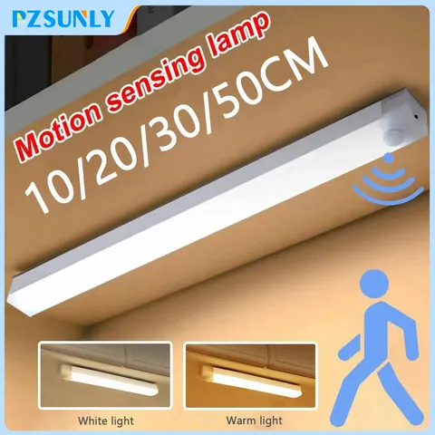 Sem fio LED Sensor de Movimento Luz, Luz Noturna, Tipo C Recarregável, Gabinete, Wardrobe Lamp, Backlight Escada, Cozinha