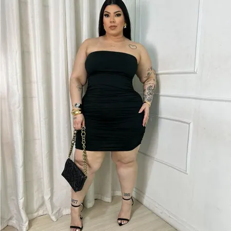 Vestido Plus Size Tomara que Caia Franzido em Tecido Suplex – Elegante e Confortável