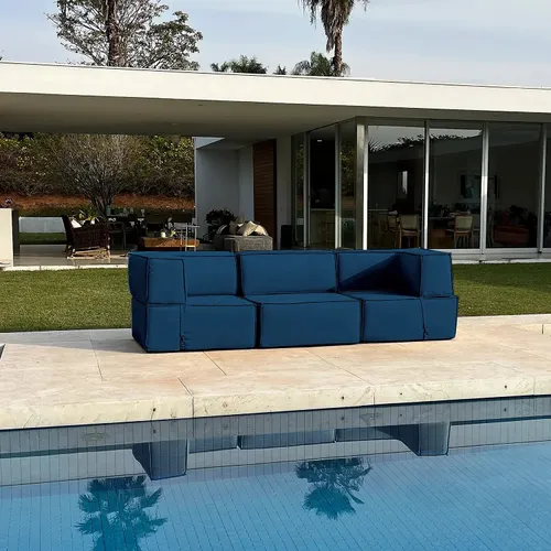Lounge Zimma com 3 Módulos Azul