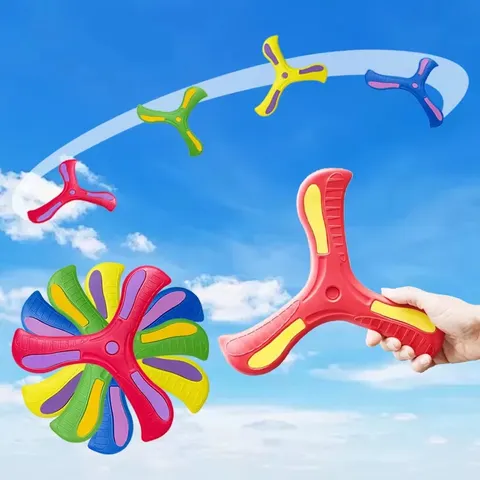 Boomerang Macio em Formato de Trevo com Luz Noturna, Brinquedo de Exterior, Disco Voador, Brinquedo Esportivo Interativo para Adultos e Crianças, Presente de Quebra-Cabeça para Crianças