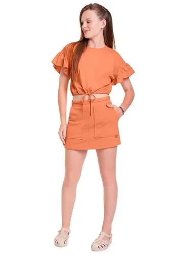 Blusa Cropped Básica em Meia Malha Juvenil (Laranja) Gloss